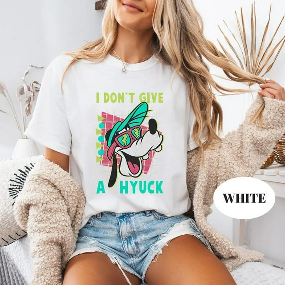 Retro 90s Goofy T-Shirt, I Don't Give A Hyuck Tee, Funny Goofy Movie Shirt ,Disneyland Family Trip ,white Color,Size M
