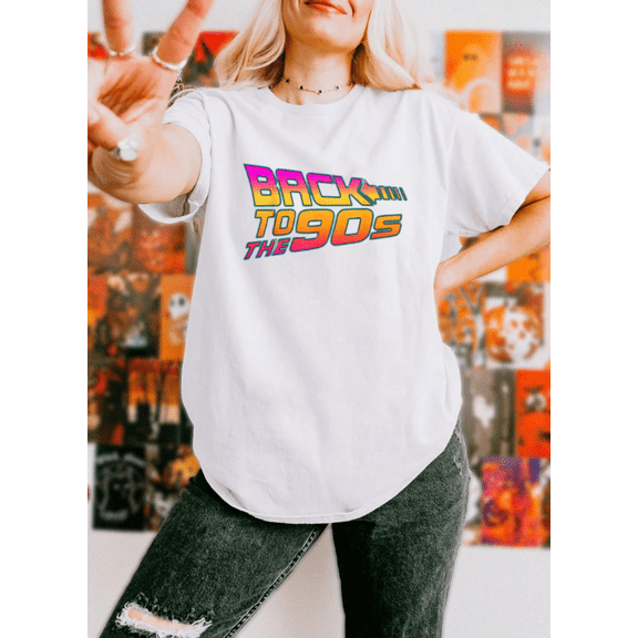 Retro 90s Neon Back To The Nineties Vintage Nostalgia Graphic Print Unisex T-Shirt, up to size 5XL
