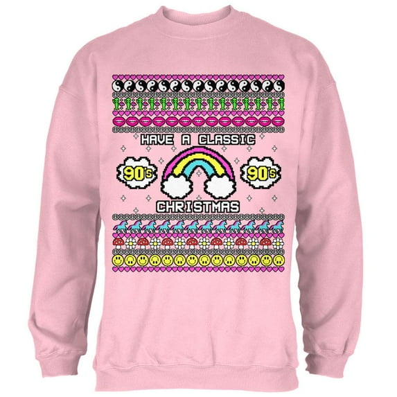 Retro 90s Nostalgia Classic Ugly Christmas Sweater Mens Sweatshirt Light Pink SM