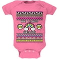 thumbnail image 1 of Retro 90s Nostalgia Classic Ugly Christmas Sweater Soft Baby One Piece Raspberry 0-3 M, 1 of 1