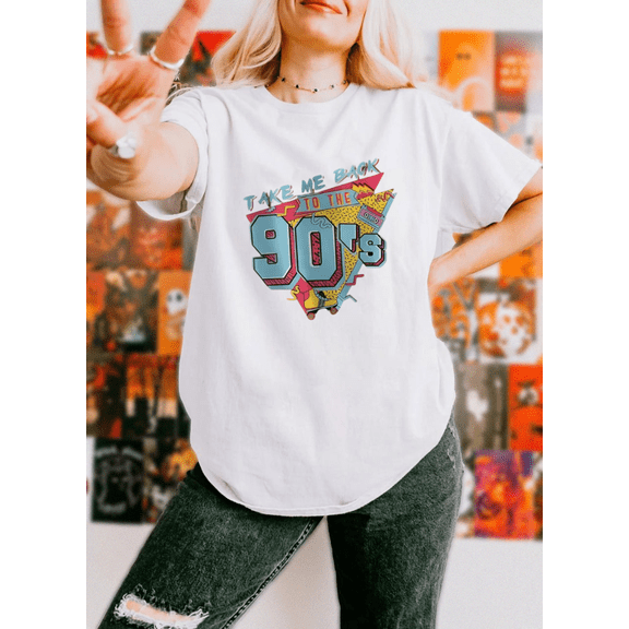 Retro 90s Take Me Back Throwback Nostalgia Graphic Print Vintage Unisex T-Shirt, up to size 5XL