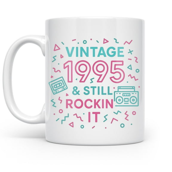 Retro 90s Vibes 11 oz Coffee Mug - Vintage 1995 Birthday Gift White Ceramic