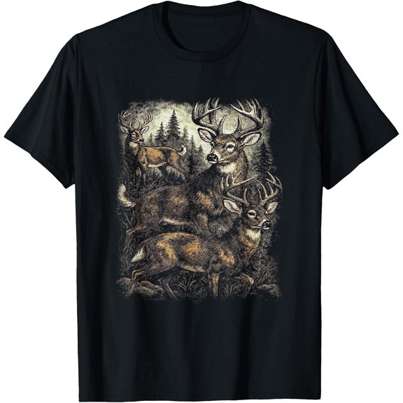 Retro 90s Vintage Deer Graphic T-Shirt - Outdoorsy Wildlife Style