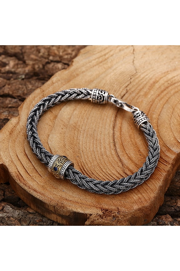 Retro 925 Sterling Silver Hand Weaving Bracelet