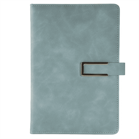 Retro A5 Leatherbound Notebook Soft Leather U-Shaped Magnetic Buckle Business Office Diary Light Blue
