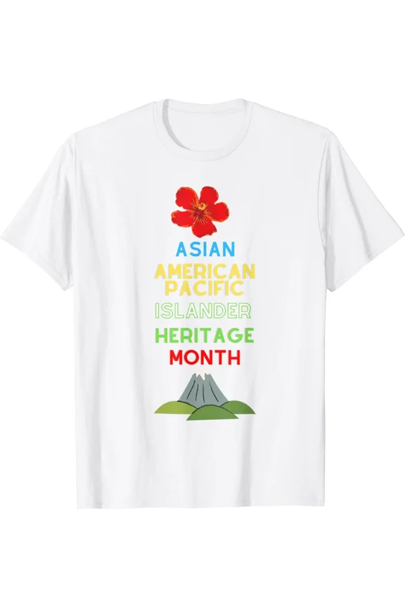 Retro AAPI Heritage Month T-Shirt - Asian American Pacific Islander Pride Commemorative Graphic Tee - Hibiscus Mountain Cultural Awareness Apparel for Adults