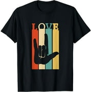 Retro ASL Love Sign Language Silhouette T-Shirt