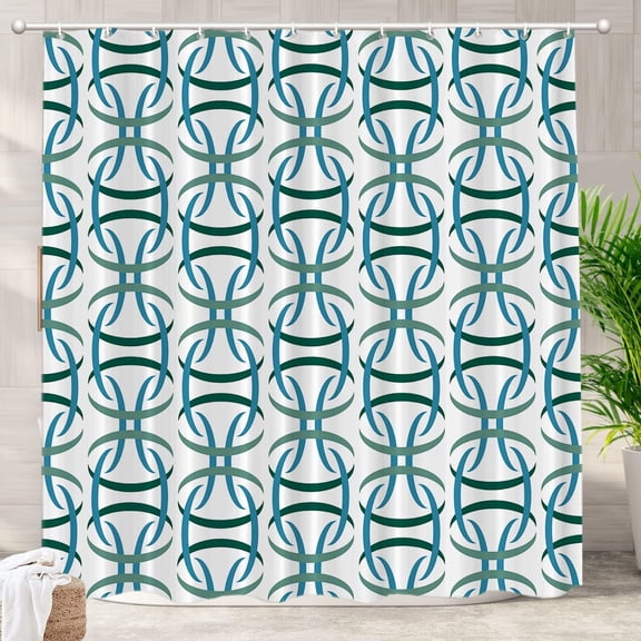 Retro Abstract Atomic Decor Shower Curtain,Mid Century Era Interior Abstract Bathroom Decor Polyester Fiber Plastic Rings Quick-Drying Waterproof for Bathroom 72"W x 72"L (Pack of 1)