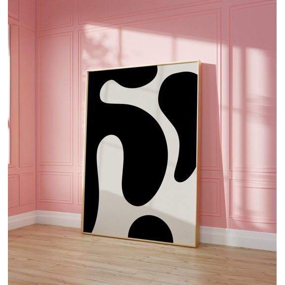 Retro Abstract Black And White Wavy 70s Geometric Funky Groovy Wall Art, Unframed Paper Poster 8x10in