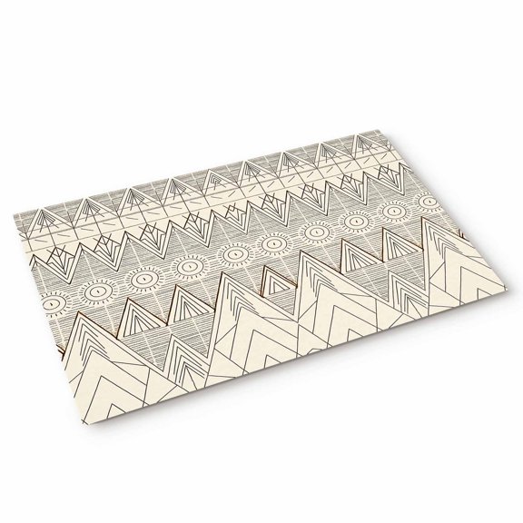 Retro Abstract Door Mat Geometric Mountain Sun Bohemian Ethnic Symbol Non Slip Absorbent Entrance Mat Washable Low Profile Indoor Doormat for Front Door Entryway Entry 16"x24"