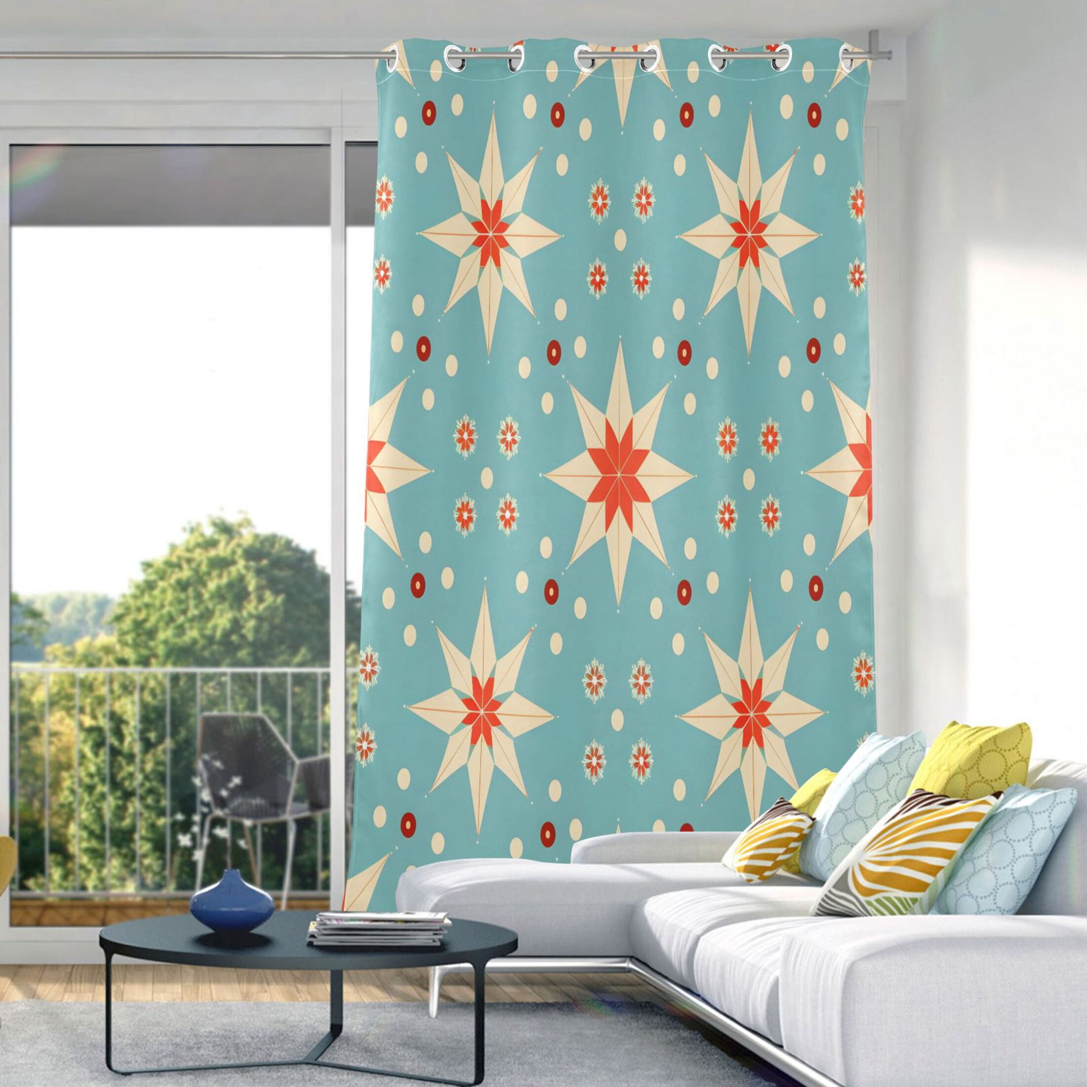 Retro Abstract Floral Blackout Curtains 84"x52" Thermal Insulated Curtain 1 Panel