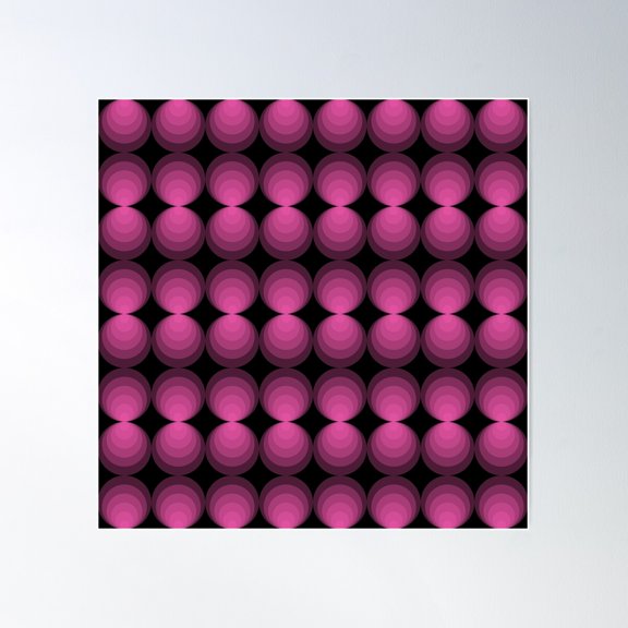 Retro Abstract Pattern - 70S Funky Retro Wallpaper Style - Pink On Black Poster Wall Art, Modern Wall Decor For Living Room Bedroom, 30x30 UNFRAMED