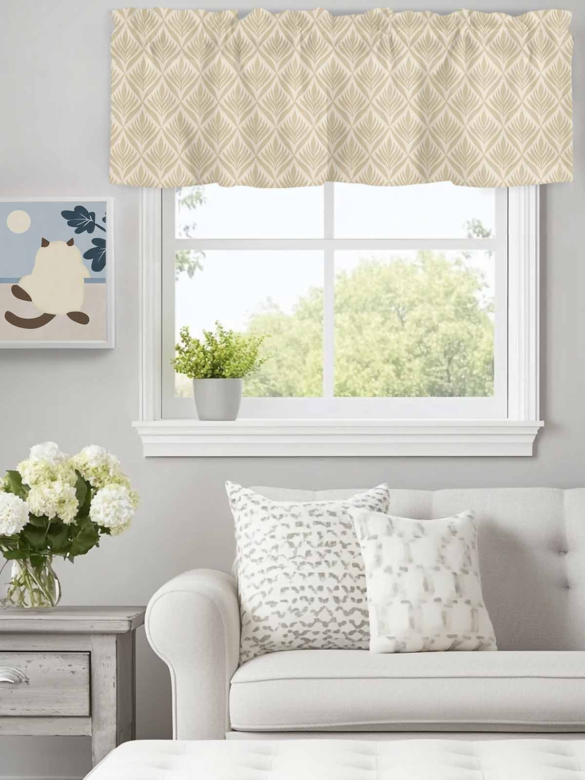 Retro Abstract Plant Leaves Texture Valances for Windows,Rod Pocket ...