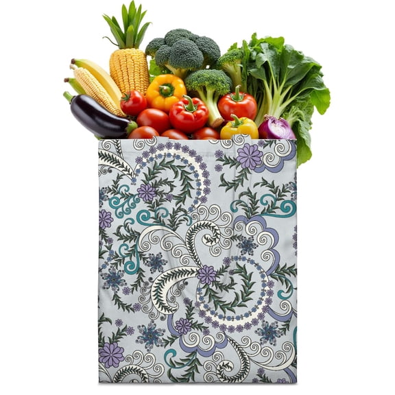 Retro Abstract Reusable Shopping Bag - Foldable Eco-Friendly Tote with Decorative Mandala Design