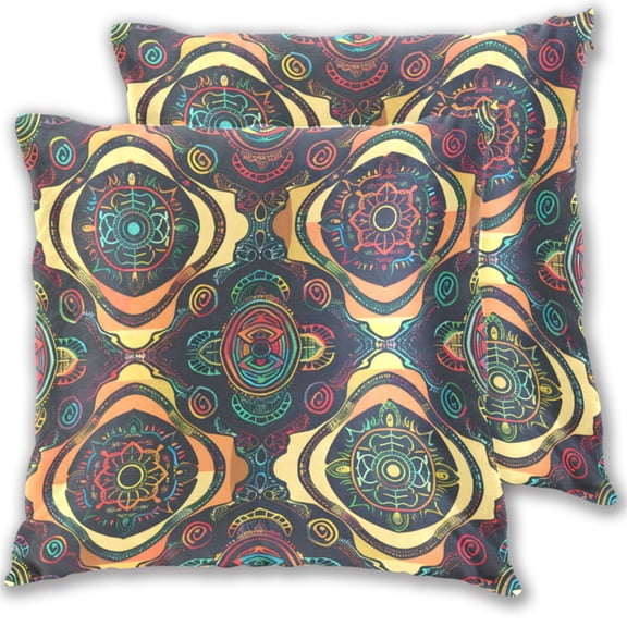 Retro Abstract Turtle Pattern Throw Pillow Covers Pillowcases 18 x 18 Inch Home Decor 2 Packs for Bedroom Sofa