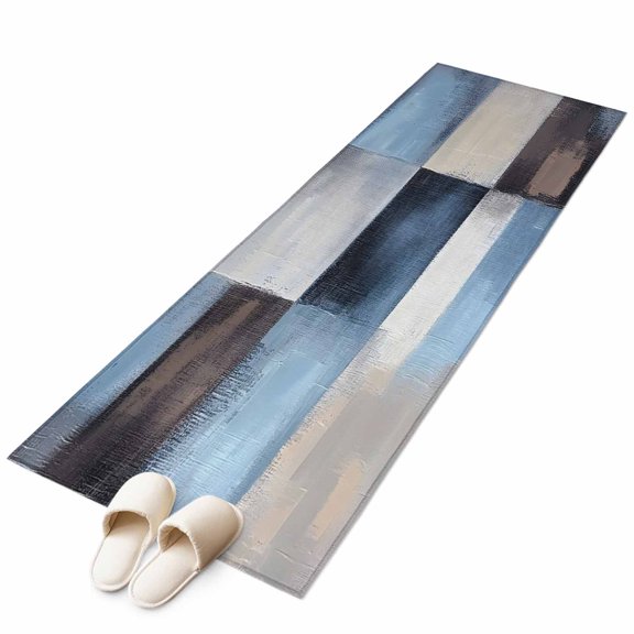 Retro Abstract Watercolor Plaid Non-Slip Non-Shedding Floor Mat, Colorful Graffiti Art Washable Sturdy Carpet for Living Room Bedroom Home Decor