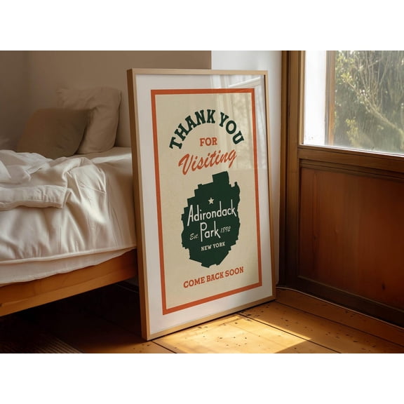 Retro Adirondack Print Outdoors Art Hiking Poster Nature Art Cabin Wall Decor Outdoorsy Wall Art Fishing Hunting Camping, Unframed Paper Poster 8x10in