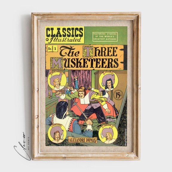 Retro Adventure Comic Book Cover Vintage Library Wall Poster