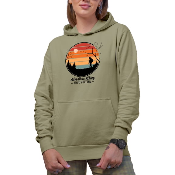 Retro Adventure Hiking Good Feeling, Sand Hooded Sweatshirt or Hoodie, XL