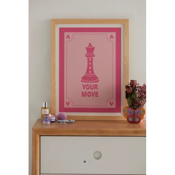 Retro Aesthetic Chess Playing Card Print White And Yellow Your Move Cute Flirty Trendy Wall Art