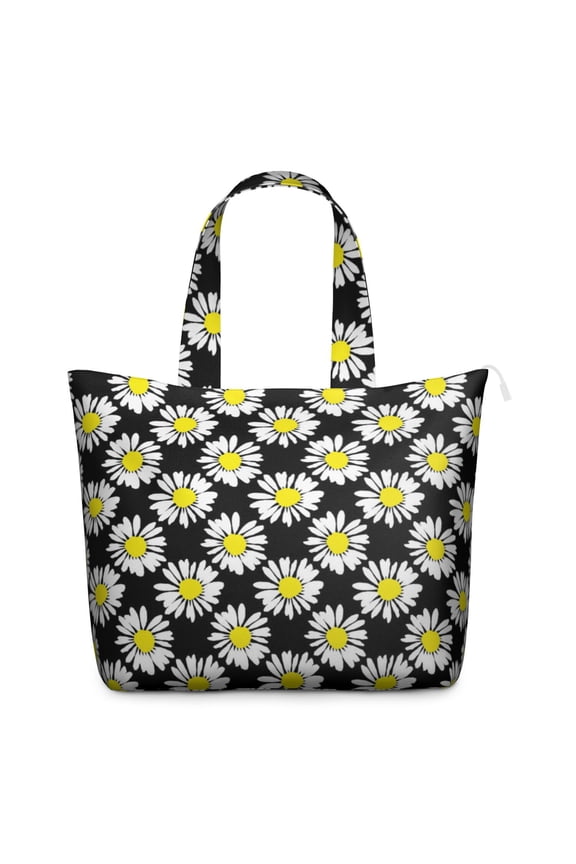 Retro Aesthetic Daisy Overnight Bag Boho Floral Duffel, Lightweight, , Multiple Pockets, Airplane Friendly