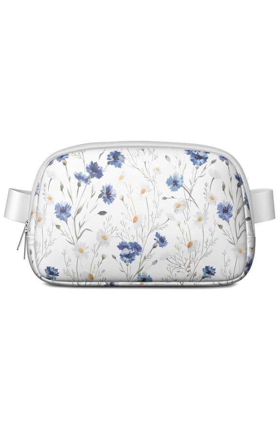 Retro Aesthetic Waist Bag – Boho Daisy Belt Bag with Artistic Flower Print in Yellow & White for Warm Weather Outfits