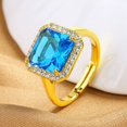 thumbnail image 1 of Womens Adjustable Open Ring Retro Geometric Square Copper Ring For Women Silver Tone Affordable Luxury Chic Up, 1 of 5