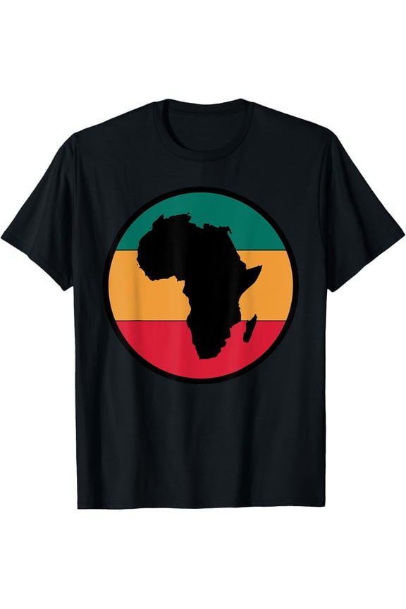 Retro Africa Map Silhouette T-Shirt Vintage Pan-African Colors Heritage Pride Graphic Tee for Men and Women