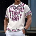 thumbnail image 1 of Retro African Dashiki T Shirts for Man Breathable Crew Neck Short Sleeve Graphic Tees Loose Top Summer Vacation Hot Pink XXXXL, 1 of 4