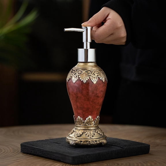 Retro Agate Red Soap Dispenser with Rust Proof Pump, Refillable Liquid Hand Lotion Bottle for Bathroom, Bedroom and Kitchen