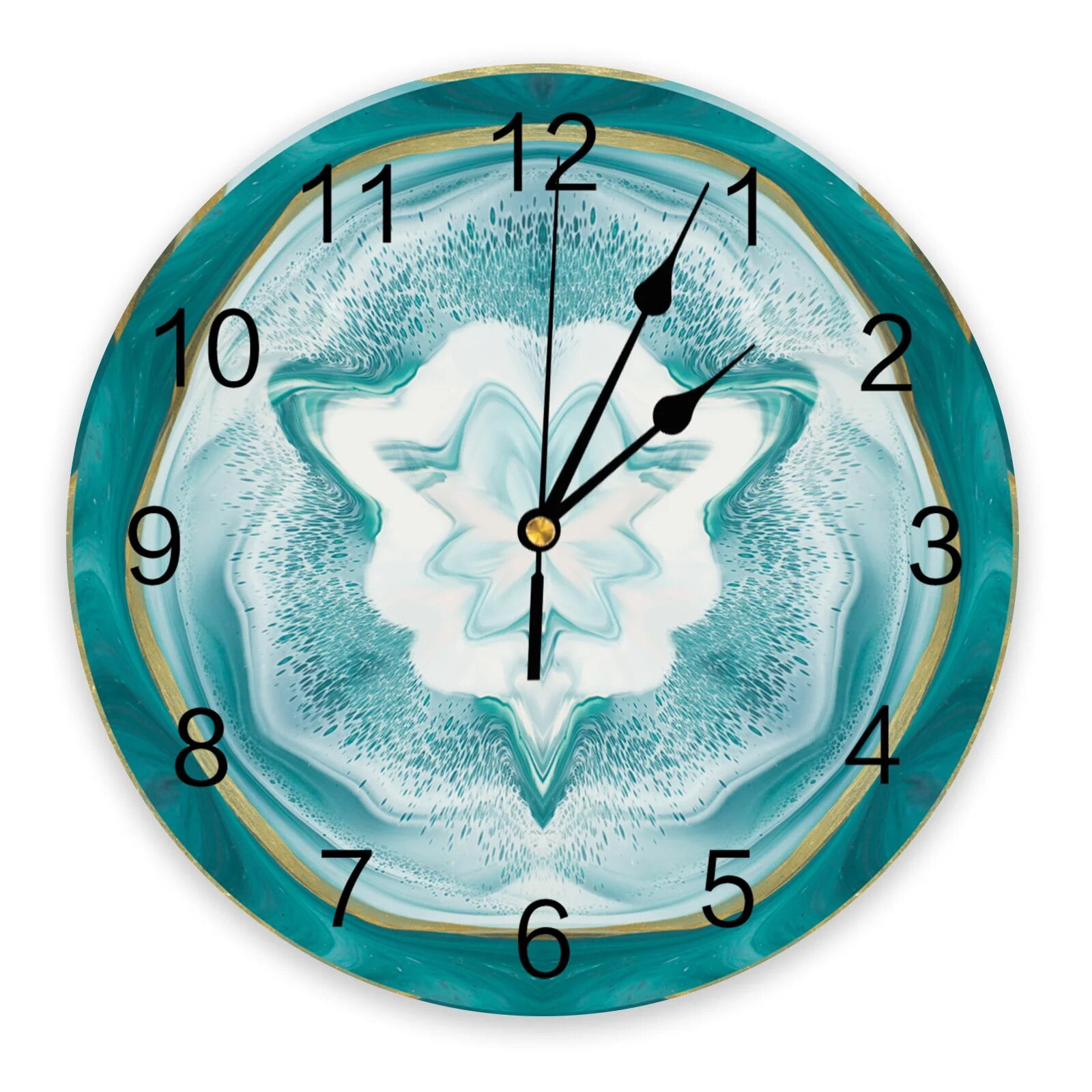 Retro Agate Texture Blue Round Wall Clock Creative Home Decor Living ...