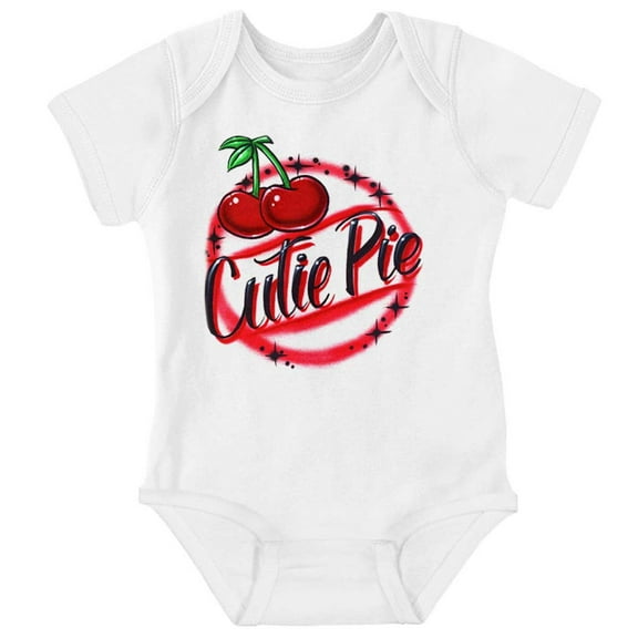 Retro Airbrushed Cherry Cutie Pie Bodysuit Jumper Girls Infant Baby Brisco Brands 12M