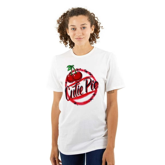 Retro Airbrushed Cherry Cutie Pie Women's Plus Size Graphic Tee Brisco Brands 2X