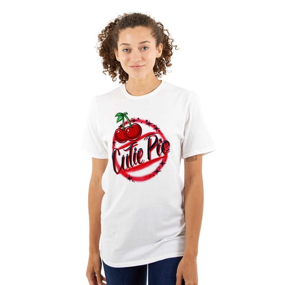Retro Airbrushed Cherry Cutie Pie Women's Graphic T Shirt Tees Brisco Brands S