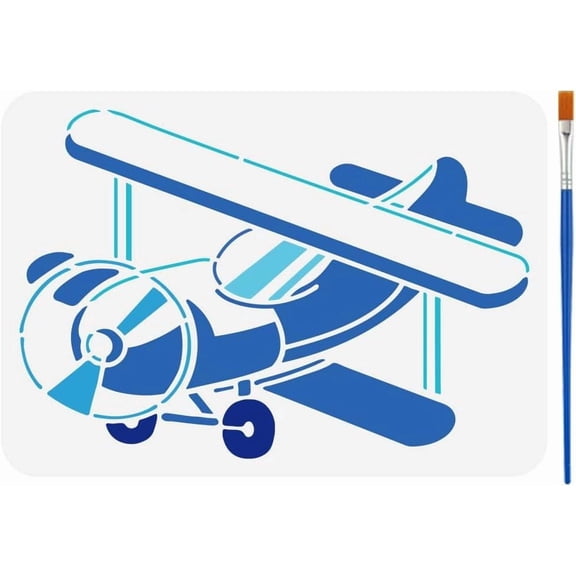 Retro Airplane Painting Stencil 8.3x11.7inch Reusable Airplane Drawing Stencil with 1 Pc Paint Brush Plane Pattern Template for DIY handcrafting