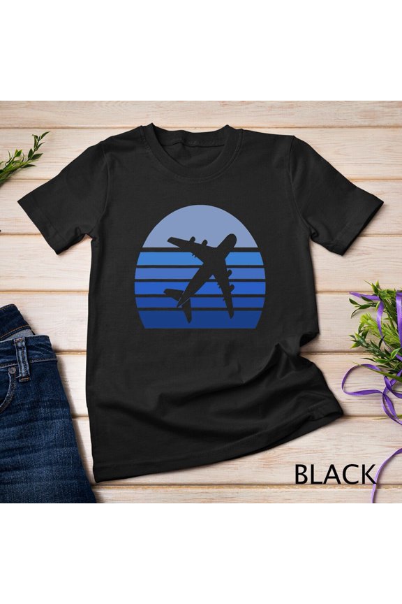 Retro Airplane Silhouette Pilot Aviation Flight Attendance Unisex T-shirt