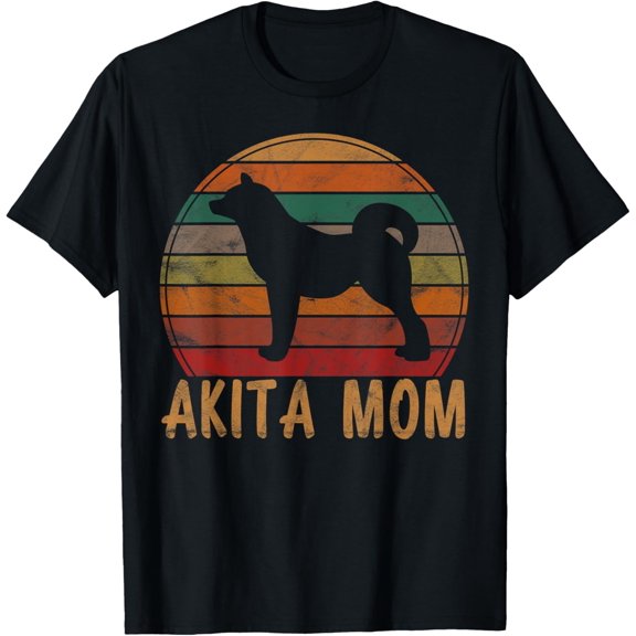 Retro Akita Mom Gift Akita Dog Owner Mother Pet Mama T-Shirt