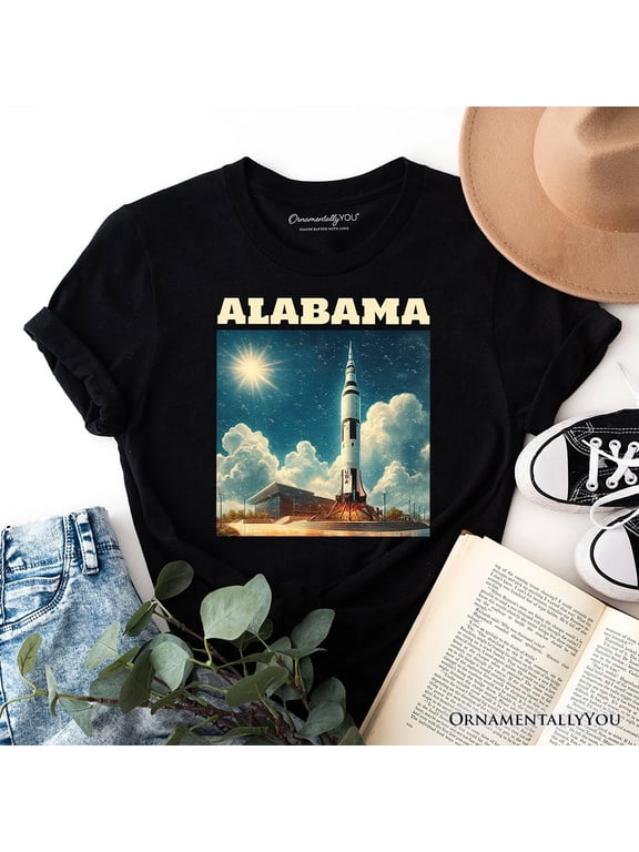 Retro Alabama State Rocket Launch T-Shirt, NASA Space Center Tee and Huntsville Souvenir