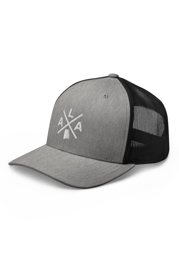 Retro Alabama Trucker Hat Mesh ALA Cross Trucker Cap (Heather/ Black)