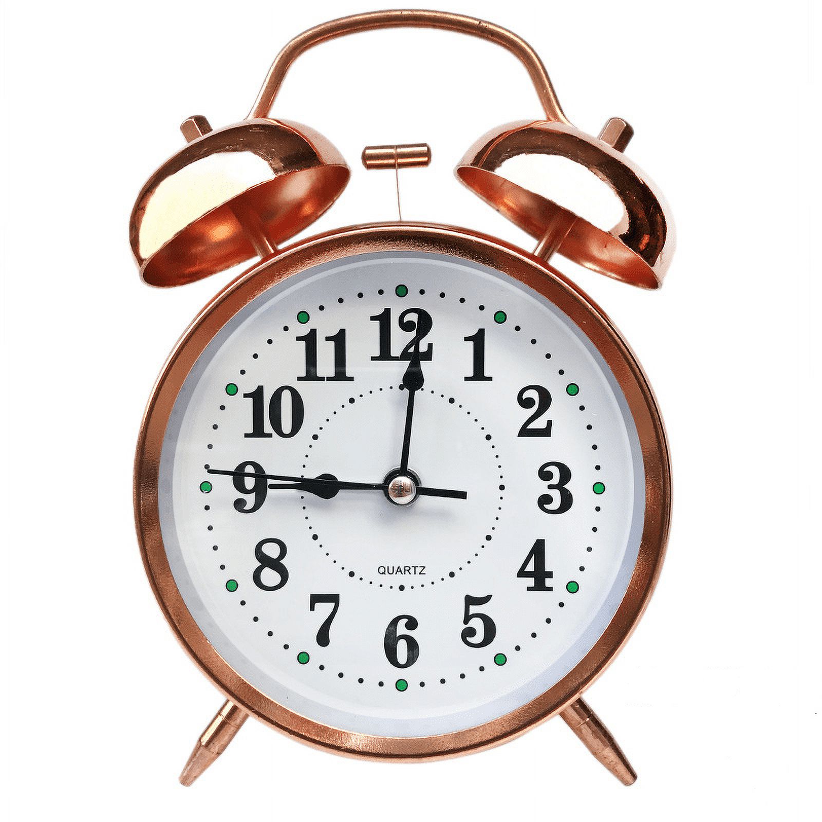 Retro Alarm Clock, 4 inch Bedside Alarm Clock with Ticking Twin Bell