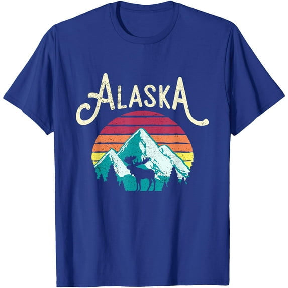 Retro Alaska AK Juneau Mountains Wildlife Moose Unisex T-Shirt for Men Women Kids Toddler