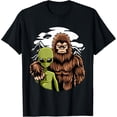 thumbnail image 1 of Retro Alien And Bigfoot Sasquatch UFO Believer T-Shirt, 1 of 5