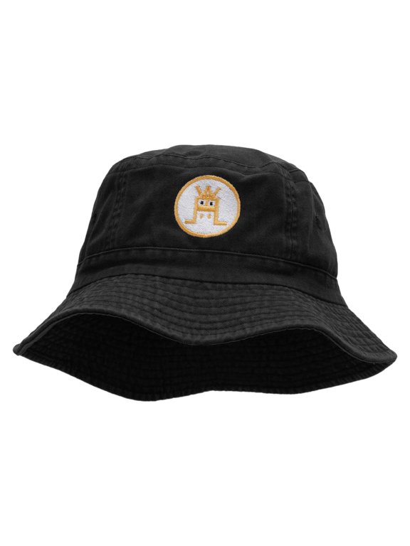 Retro Alien Embroidered Bucket Hat - Black OSFM