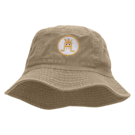 Retro Alien Embroidered Bucket Hat - Khaki OSFM