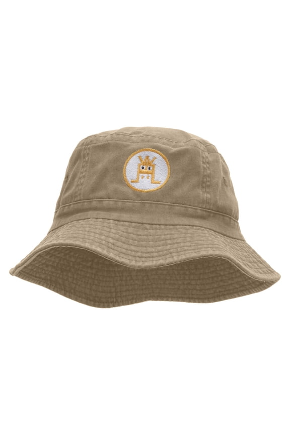Retro Alien Embroidered Bucket Hat - Khaki OSFM