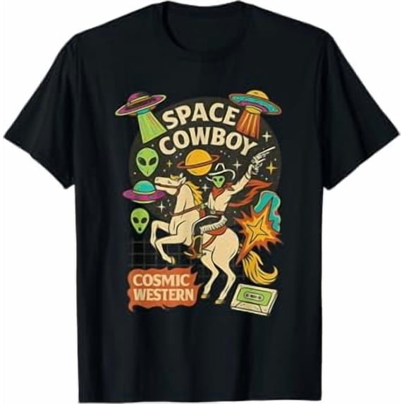 Retro Alien Space Cowboy Cosmic Western Cowboy Cowgirl T-Shirt