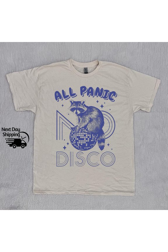 Retro All Panic No Disco Funny Raccoon 90s Shirt, Weirdcore Aesthetic T-shirt, Shirt, Retr