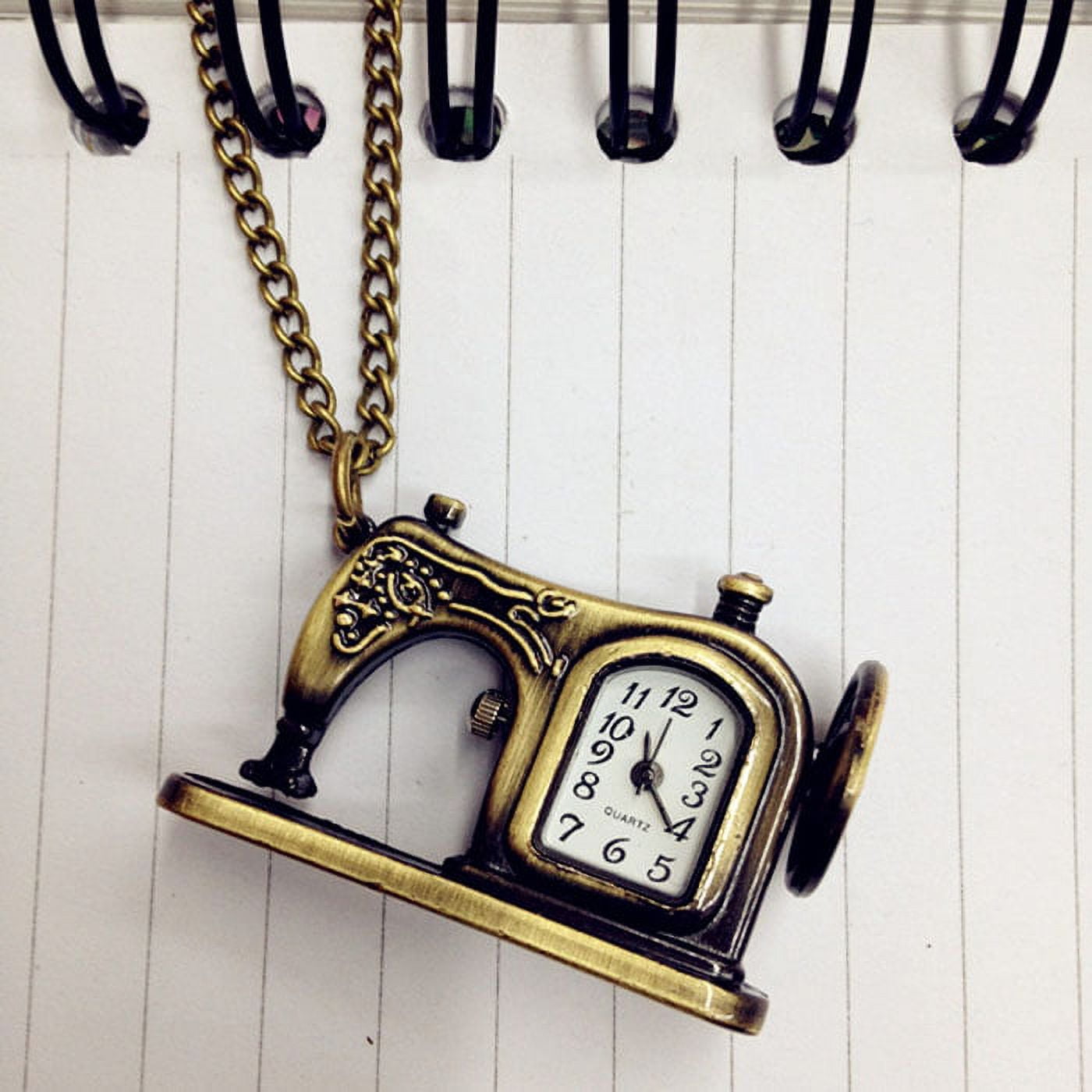 Retro Alloy Antique Sewing Machines Pendant Pocket Watch Christmas Oval