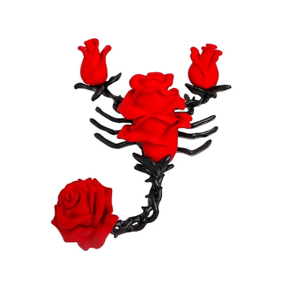 Retro Alloy Scorpion Rose Pin Handcrafted Drip Oil Design Bold Jewelry Gift