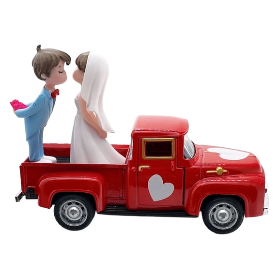 Retro Alloy Truck Model Wedding Anniversary Gift Romantics Home Decors With Openable Door Bride and Groom Figurines